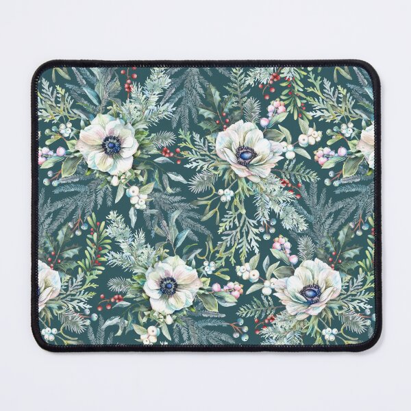 Item preview, White Winter Anemones Watercolor Frowers Berries & Botanical Greenery designed and sold by art-tee-ua.