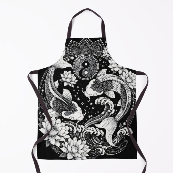 Item preview, Yin Yang Koi Fish Mandala Art Print | Black and White Japanese Wall Art | Sacred Geometry Animal Illustration | Lotus Zen Decor designed and sold by suryabumblee.