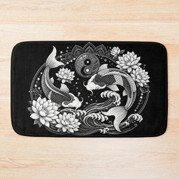 Item preview, Yin Yang Koi Fish Mandala Art Print | Black and White Japanese Wall Art | Sacred Geometry Animal Illustration | Lotus Zen Decor designed and sold by suryabumblee.