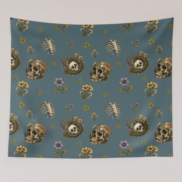 Item preview, Forestcore Skull Botanical Seamless Pattern with Wildflowers 2 designed and sold by SimplePoDesign.