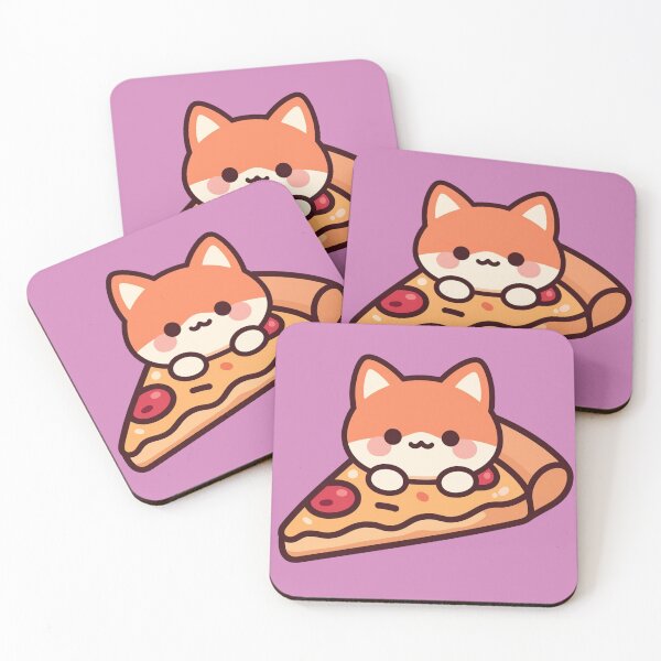 Item preview, Kawaii Cat Pizza Slice Cute Cartoon Kitten Food Illustration designed and sold by Randomnessy.