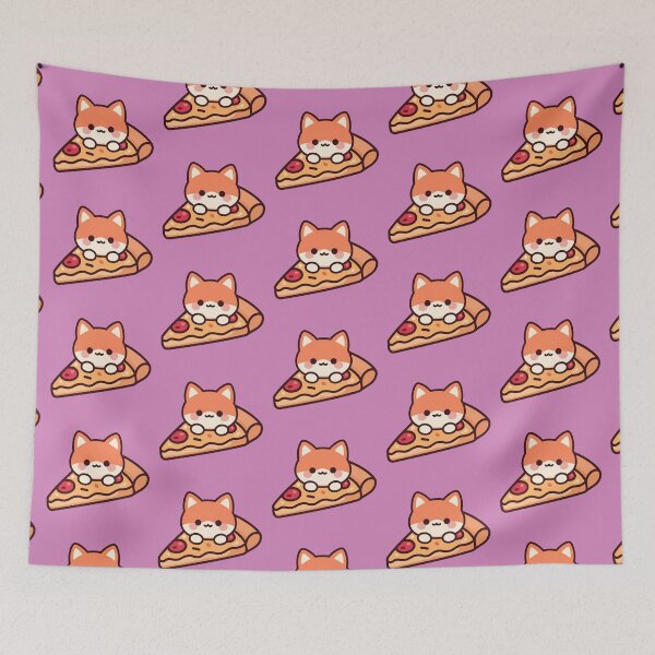 Item preview, Kawaii Cat Pizza Slice Cute Cartoon Kitten Food Illustration designed and sold by Randomnessy.