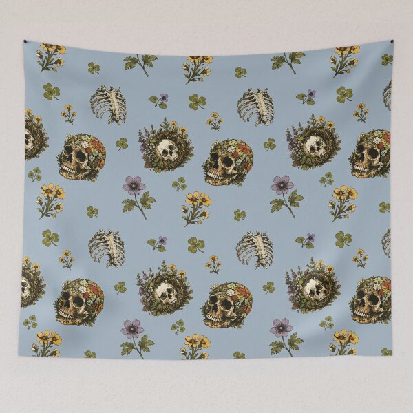 Item preview, Forestcore Skull Botanical Seamless Pattern with Wildflowers 4 designed and sold by SimplePoDesign.
