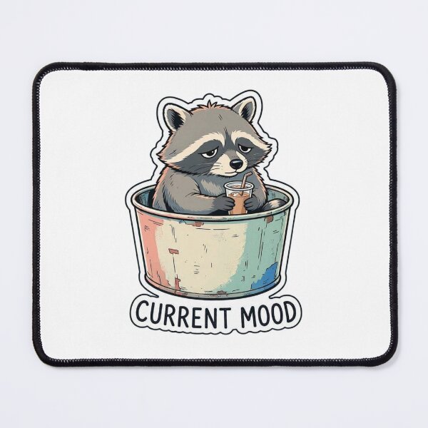 Item preview, Tired Raccoon with Iced Coffee Sticker - Current Mood Funny Trash Panda Vintage Art designed and sold by crazyhome.