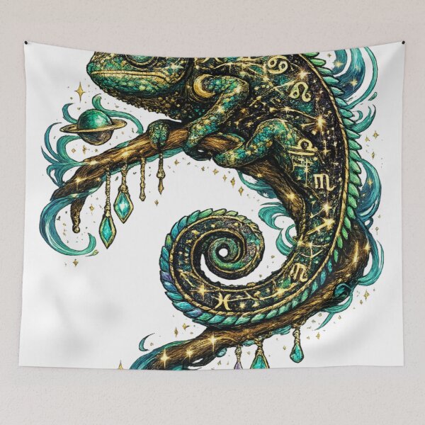 Item preview, Cosmic Zodiac Chameleon | Celestial Astrology Lizard | Mystical Galaxy Fantasy Art designed and sold by irfanshikh.