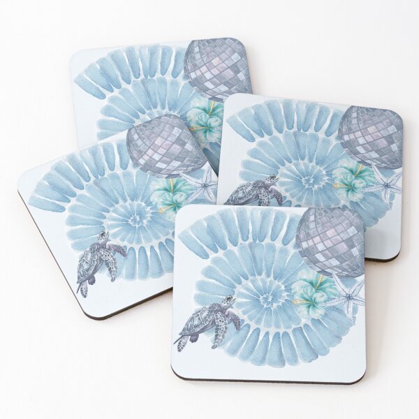 Item preview, Coastal Disco Sea Turtle Watercolor | Blue Citrus & Beach Aesthetic designed and sold by NOUURRRR.