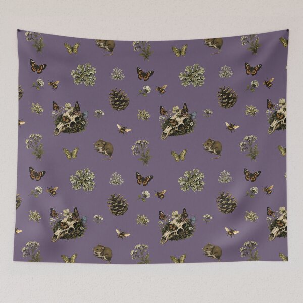 Item preview, Forestcore Woodland Skull Seamless Pattern with Bees and Butterflies 1 designed and sold by SimplePoDesign.