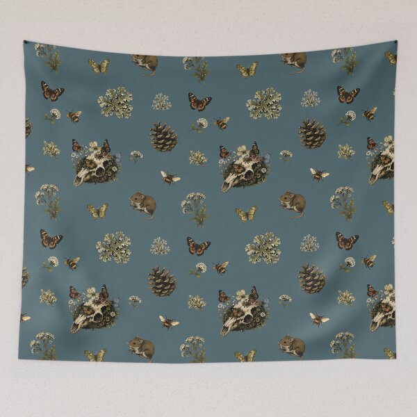 Item preview, Forestcore Woodland Skull Seamless Pattern with Bees and Butterflies 2 designed and sold by SimplePoDesign.