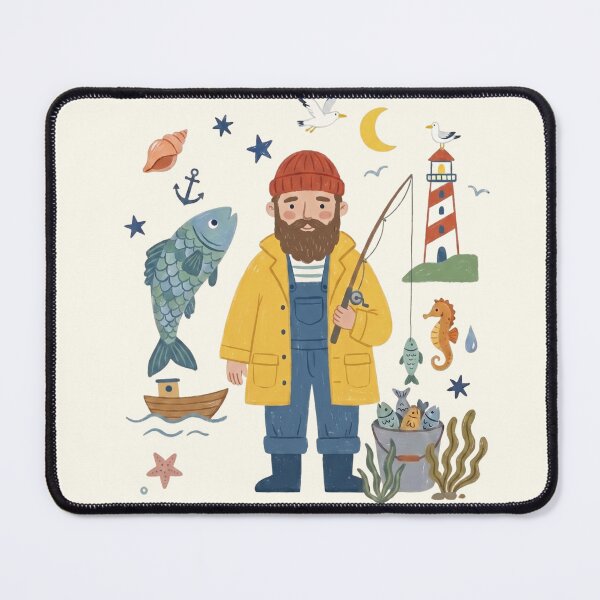 Item preview, Old Sea Dog - Cute Whimsical Nautical and Fisherman Art designed and sold by Pasteltone.
