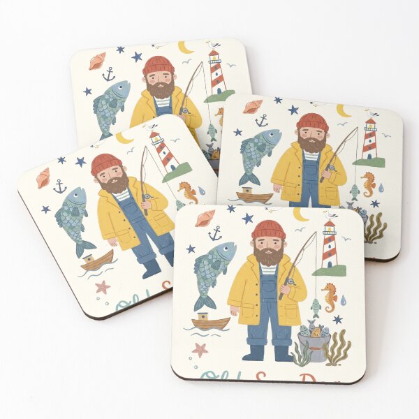 Item preview, Old Sea Dog - Cute Whimsical Nautical and Fisherman Art designed and sold by Pasteltone.