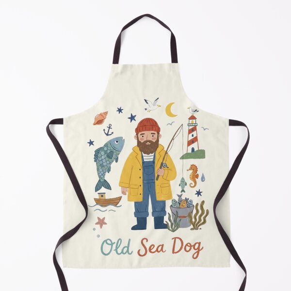 Item preview, Old Sea Dog - Cute Whimsical Nautical and Fisherman Art designed and sold by Pasteltone.