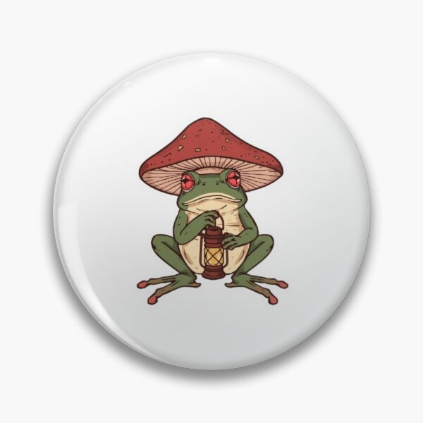 Item preview, Cute Cottagecore Frog with Mushroom Hat and Lantern designed and sold by ByKayaPrints.
