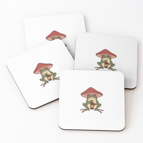Item preview, Cute Cottagecore Frog with Mushroom Hat and Lantern designed and sold by ByKayaPrints.
