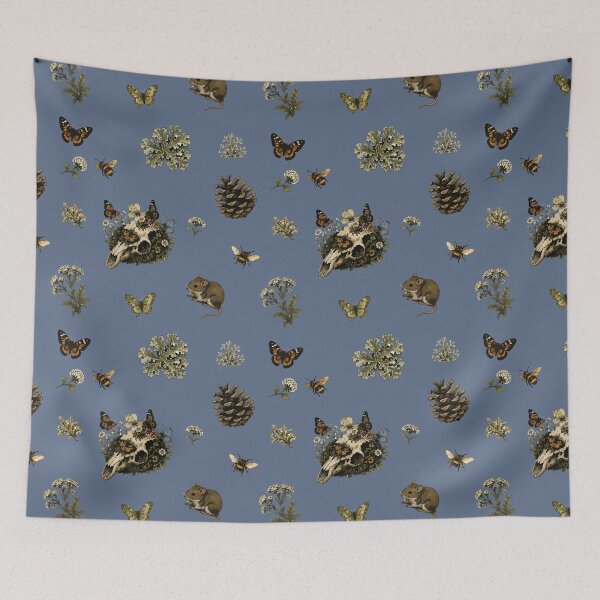 Item preview, Forestcore Woodland Skull Seamless Pattern with Bees and Butterflies 4 designed and sold by SimplePoDesign.