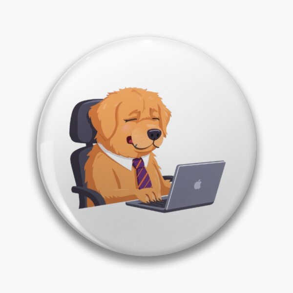 Item preview, Funny Golden Retriever Dog Working on Laptop designed and sold by ByKayaPrints.