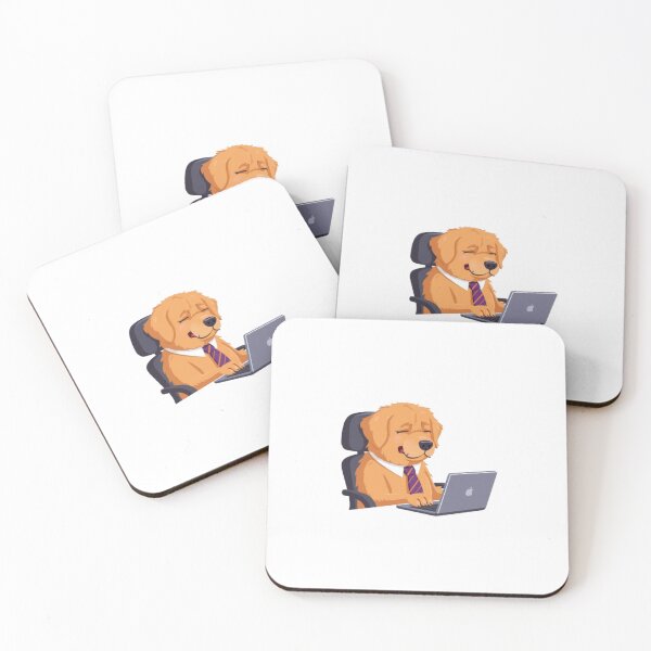 Item preview, Funny Golden Retriever Dog Working on Laptop designed and sold by ByKayaPrints.