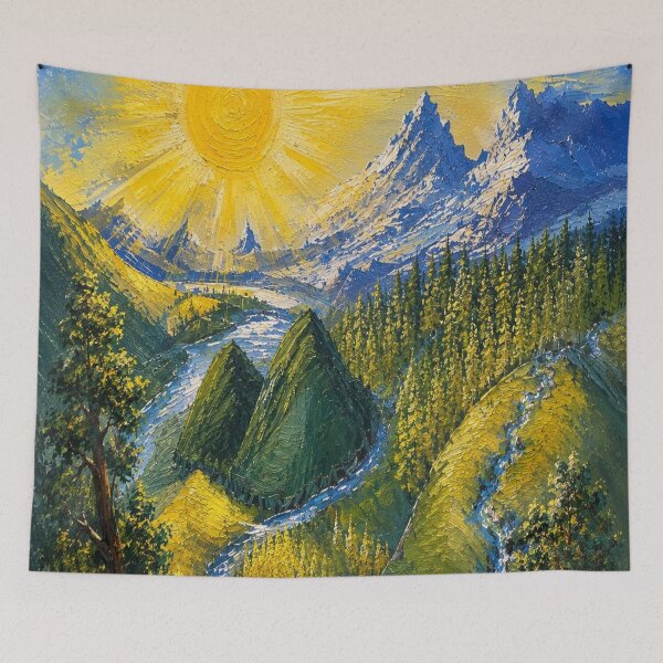 Item preview, Golden Sun Valley – Impasto Mountain Landscape designed and sold by Strange-Nucleus.