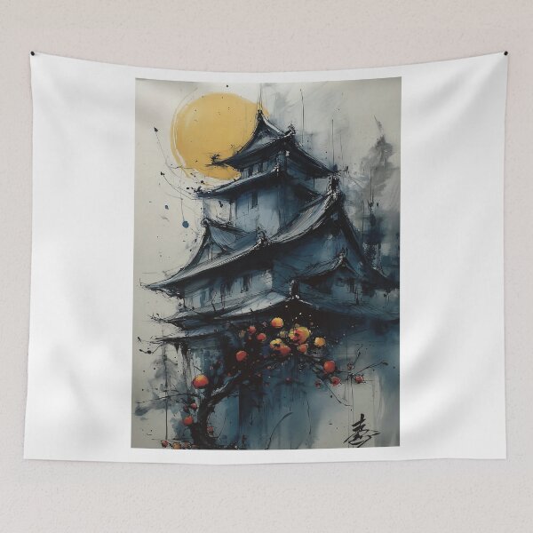 Item preview, Japanese Castle Under the Full Moon designed and sold by kaldart.