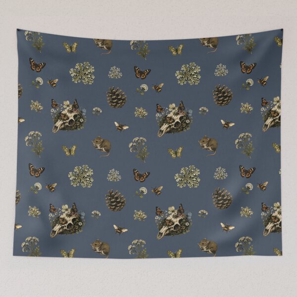 Item preview, Forestcore Woodland Skull Seamless Pattern with Bees and Butterflies 5 designed and sold by SimplePoDesign.