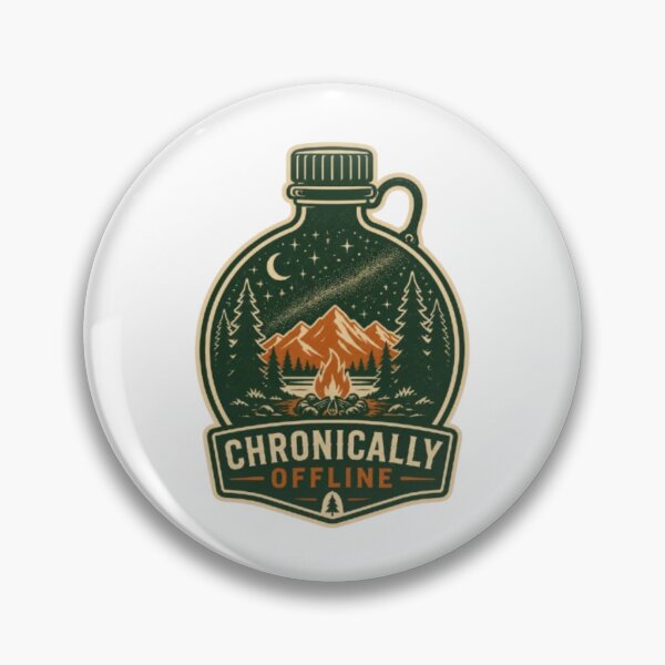 Item preview, Chronically Offline Camping Campfire Vintage Badge designed and sold by ByKayaPrints.