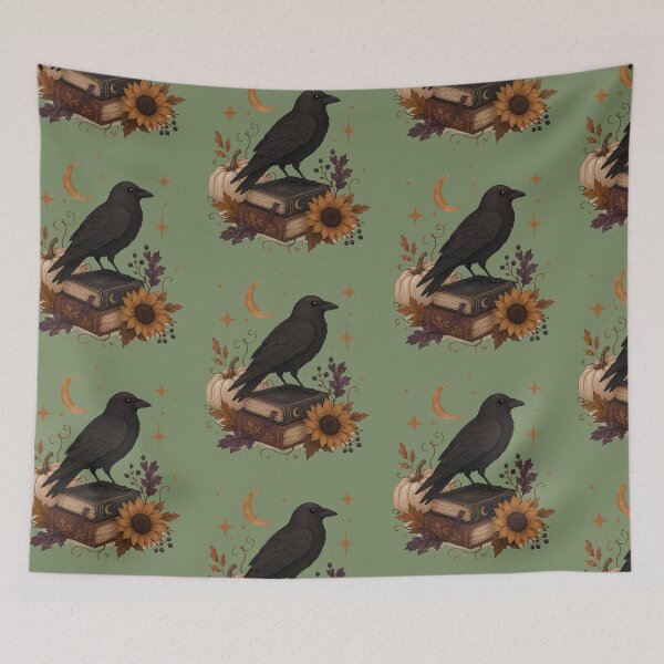 Item preview, Mystical Raven on Spell Books - Cozy Halloween Witchcore Art designed and sold by Cannaxes Studio.