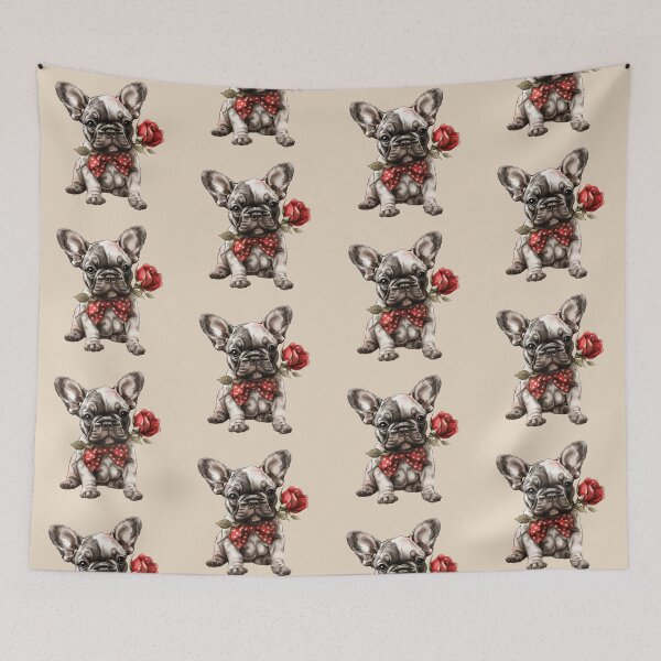 Item preview, Frenchie with Polka Dot Bow Tie and Red Rose designed and sold by Erika Kaisersot.