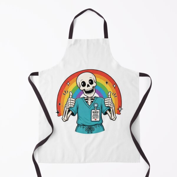 Item preview, Funny Nurse Skeleton Superhero Badge Rainbow Thumbs Up designed and sold by ByKayaPrints.