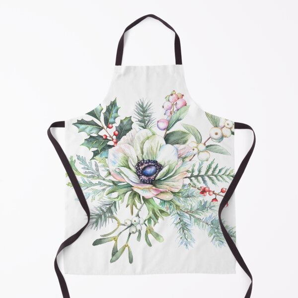 Item preview, White Winter Anemone Watercolor Painting Flower Berries Botanical Greenery designed and sold by art-tee-ua.