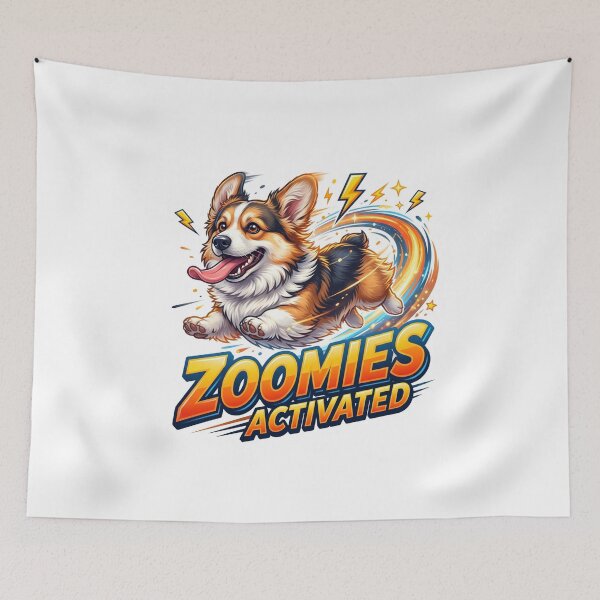 Item preview, Zoomies Activated Funny Corgi Dog Art designed and sold by pradeepvisuals.