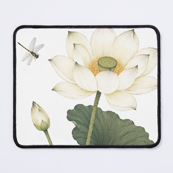 Item preview, White Lotus with Dragonfly designed and sold by AlaisMathieu.
