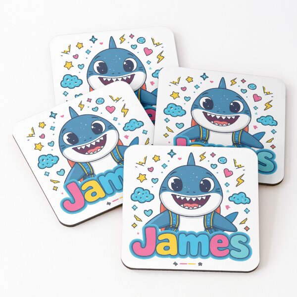 Item preview, James Cute Shark Personalized Kids Back To School designed and sold by EchoPrint Co..