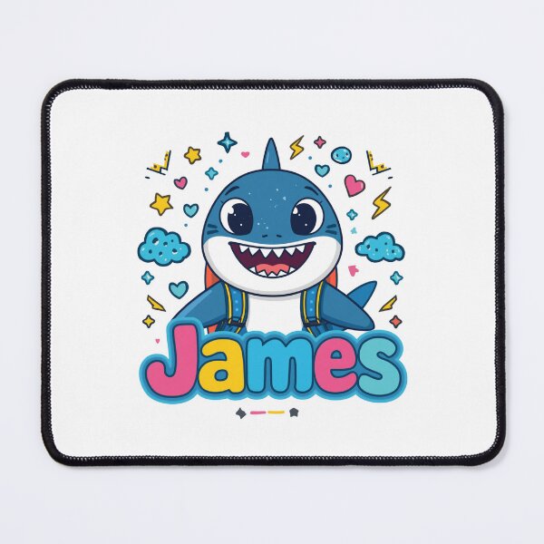 Item preview, James Cute Shark Personalized Kids Back To School designed and sold by EchoPrint Co..