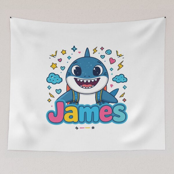 Item preview, James Cute Shark Personalized Kids Back To School designed and sold by EchoPrint Co..
