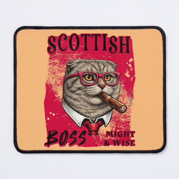 Item preview, Scottish Fold Boss Design – Funny Cat with Cigar Mafia Style designed and sold by PixelsPaws.