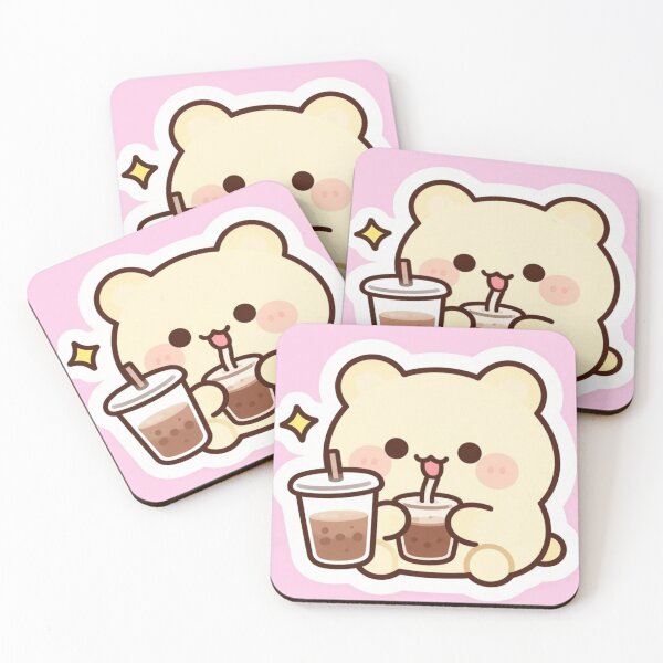 Item preview, Cute Kawaii Bear Drinking Boba Milk Tea designed and sold by CreativeADB7.