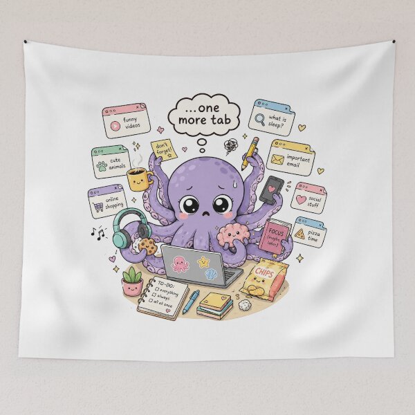 Item preview, ADHD Octopus Too Many Tabs Funny Neurodivergent designed and sold by DigitalDream Gallery.