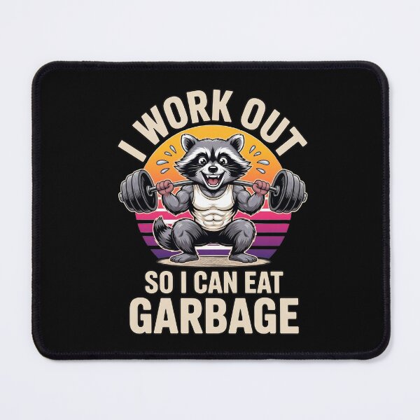 Item preview, Funny Gym Raccoon Shirt - I Work Out So I Can Eat Garbage Weightlifting Graphic Tee designed and sold by BobaTeeStore.