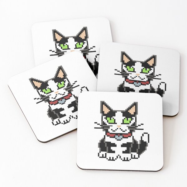 Item preview, Cute Pixel Art Black And White Cat | Retro 8-Bit Pixel Art designed and sold by OpenTabsDesigns.