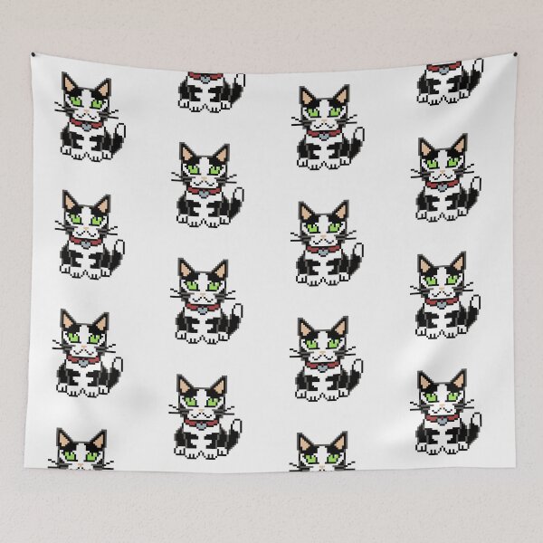Item preview, Cute Pixel Art Black And White Cat | Retro 8-Bit Pixel Art designed and sold by OpenTabsDesigns.