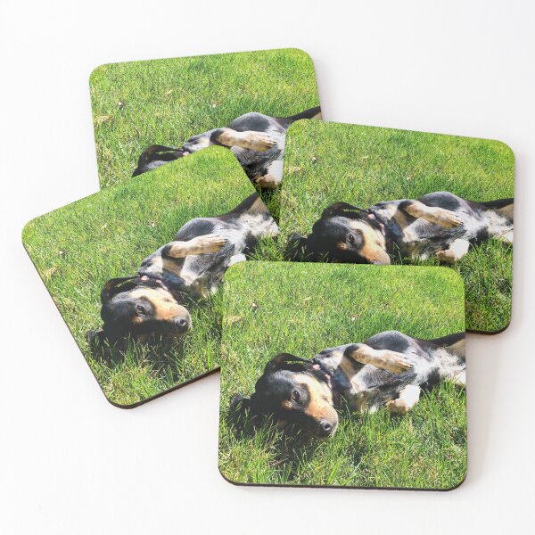 Item preview, Black and Tan Dog – Rolling in Grass designed and sold by QuietBloomDHS.