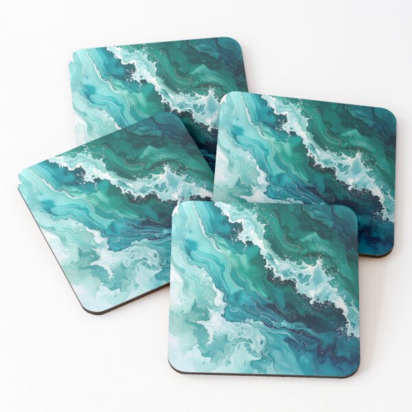 Item preview, Dynamic Emerald Sea Foam Ocean Waves designed and sold by BetweenForms.
