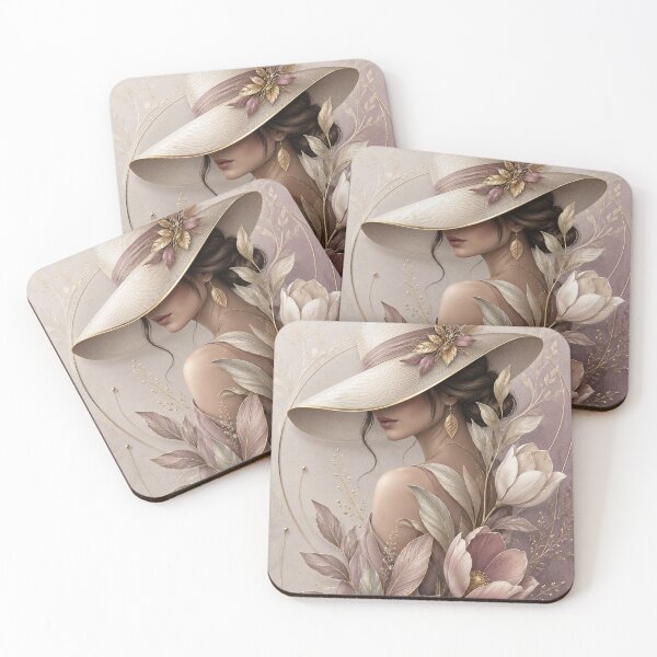 Item preview, Elegant Floral Woman in Wide Brim Hat designed and sold by aurelixagency.