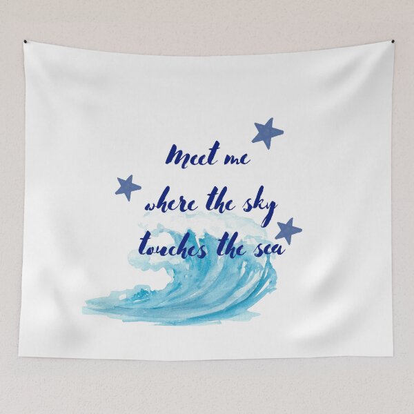 Item preview, : Meet Me Where the Sky Touches the Sea – Watercolor Ocean Quote designed and sold by NOUURRRR.
