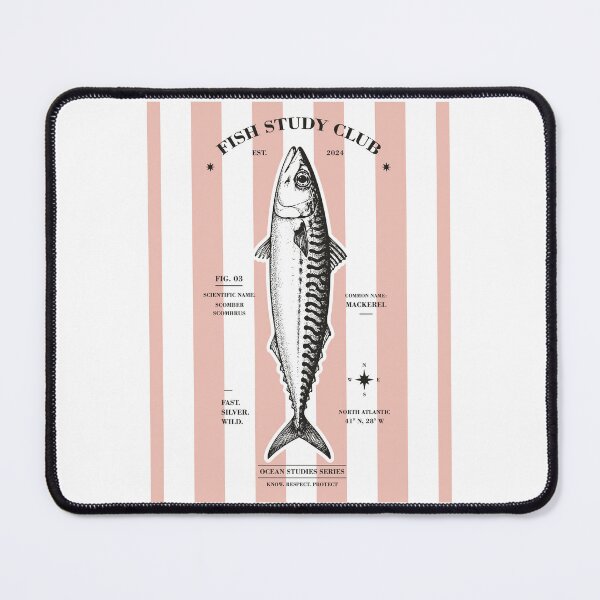Item preview, Fish Study Club Vintage Mackerel Illustration Marine Biology Graphic designed and sold by CamaleonDesigns.