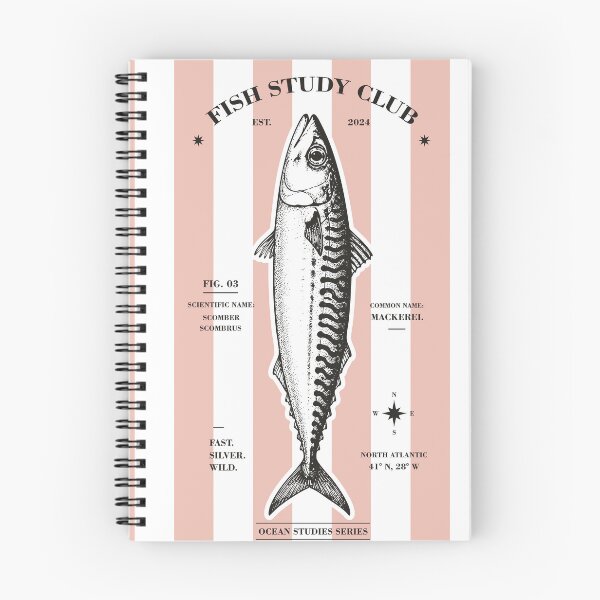 Item preview, Fish Study Club Vintage Mackerel Illustration Marine Biology Graphic designed and sold by CamaleonDesigns.