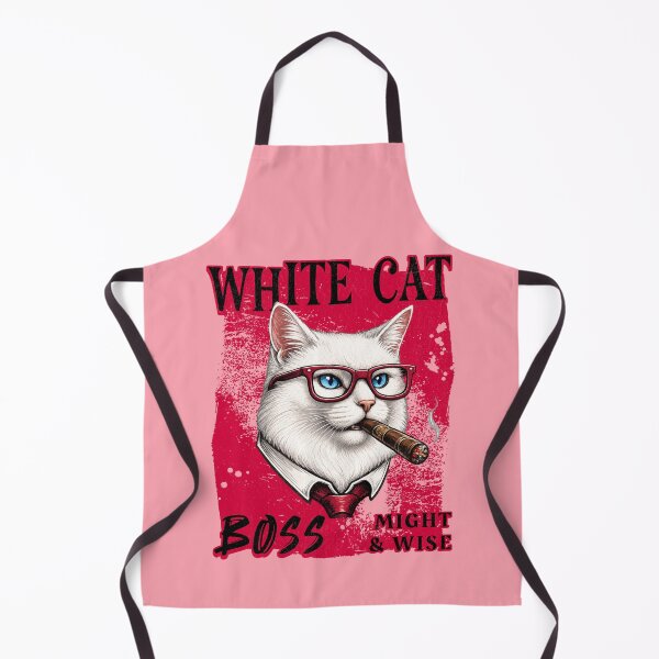 Item preview, White Cat Boss Design – Funny Cat with Cigar Mafia Style designed and sold by PixelsPaws.