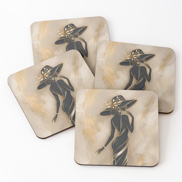 Item preview, Elegant Black Gold Fashion Silhouette Art designed and sold by aurelixagency.