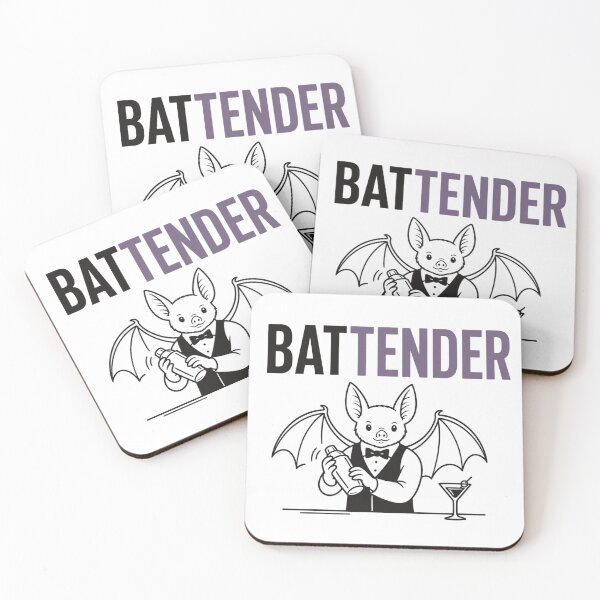 Item preview, Bat Bartender Funny Animal Pun designed and sold by NicramR.