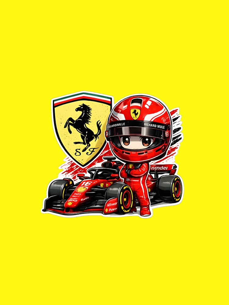 Thumbnail 4 of 4, iPhone Case, Ferrari Chibi Formula Racing Driver Sticker designed and sold by KawaiiOrbit.