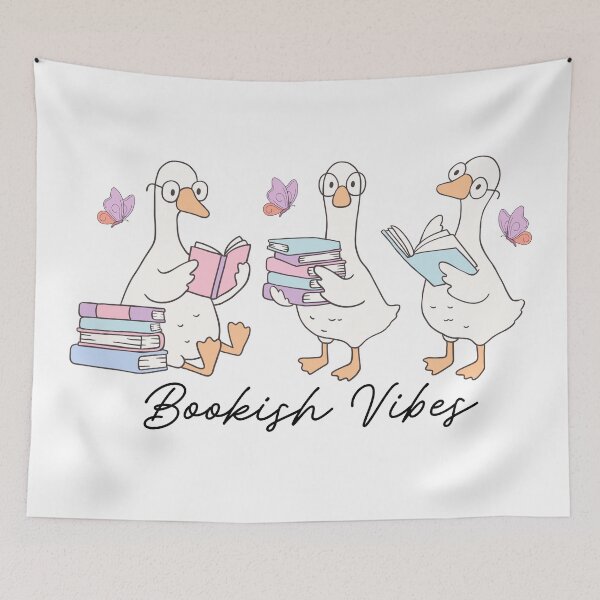 Item preview, Cute kawaii goose, reading books in nature designed and sold by BritishDelights.